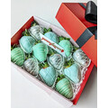 12pcs Pastel Blue, Green & Silver Chocolate Strawberries Gift Box